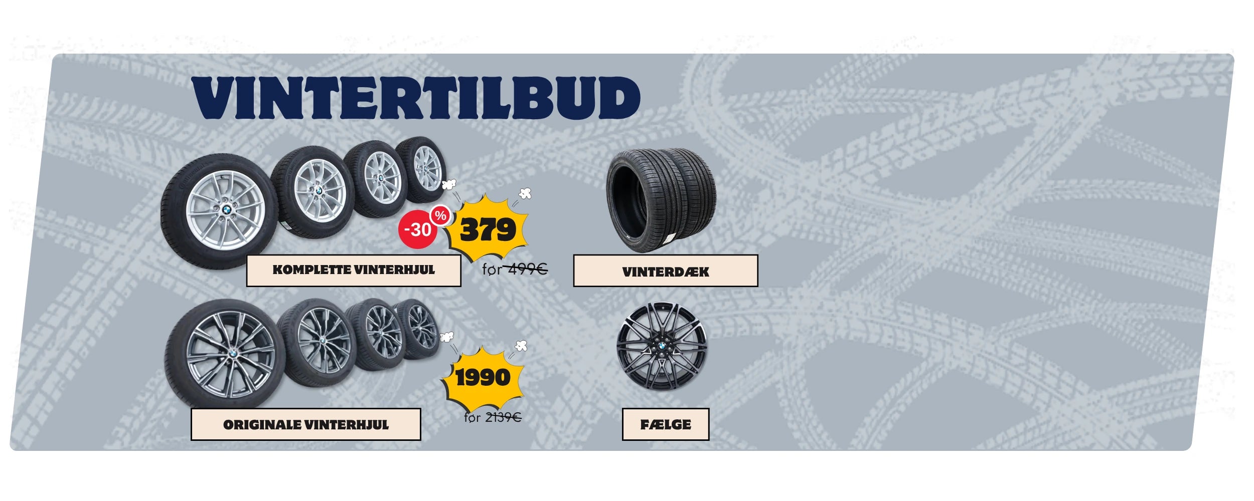 Vintertilbud hos Reifenshop Landshut: komplette vinterhjul, originale vinterhjul, vinterdæk og fælge