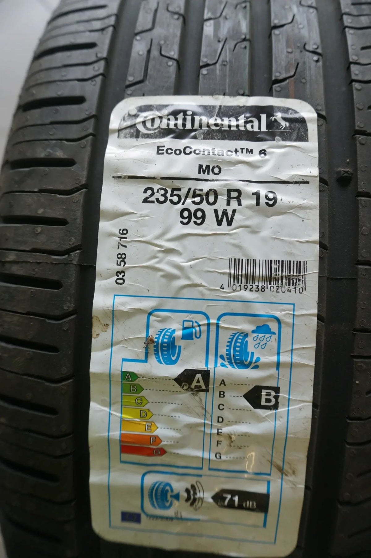 1 X 235 50 R19 99W Sommerreifen Continental EcoContact 6 MO 2019 6mm Detailansicht 3