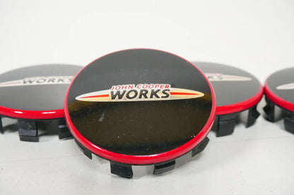 4x original MINI JCW Nabendeckel Deckel 55mm schwarz 6861092