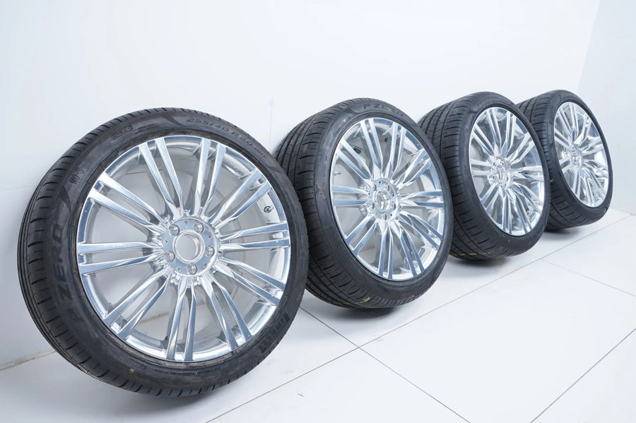 Cerchi in lega cromati originali Mercedes Classe S W223 V223 pneumatici estivi 255 40 R20 7 mm